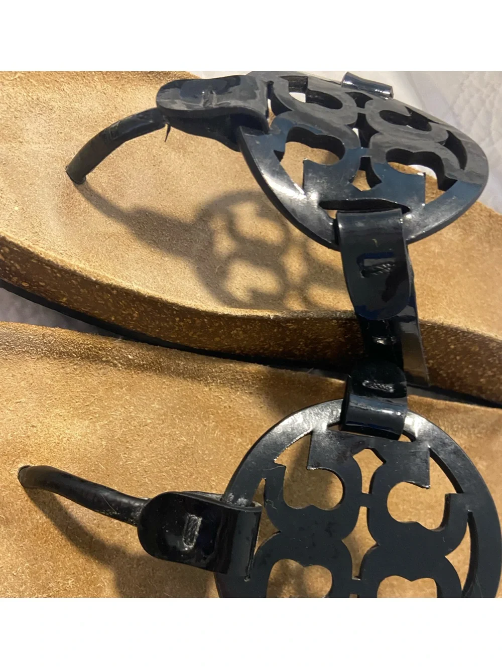 Tory Burch Black miller cloud size 9.5 Thong Sandals cork comfort slide on